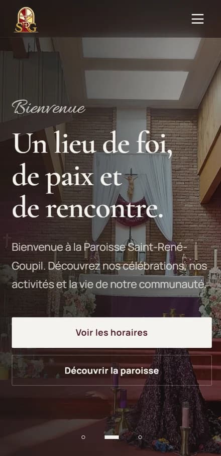 The Saint-René-Goupil parish website on a mobile screen
